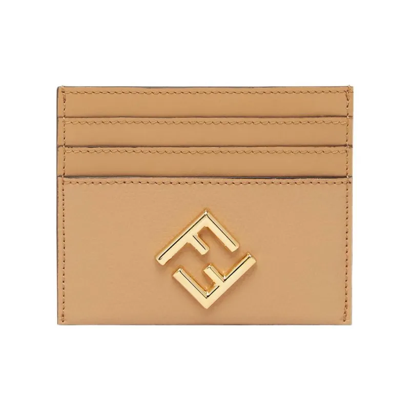 FENDI Calfskin Card Holder Women's Beige-0
