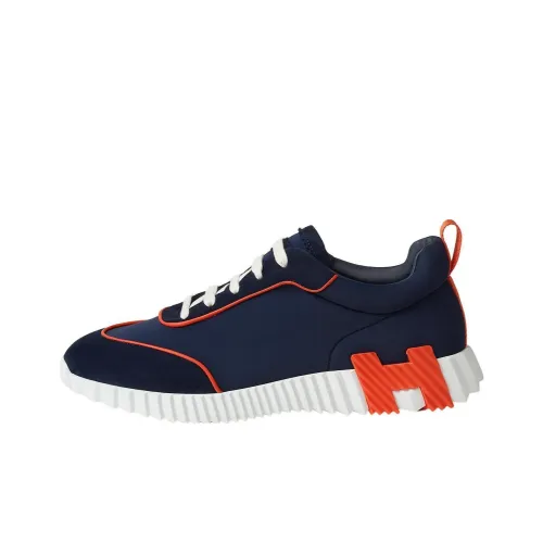 HERMES Bouncing Casual Shoes Men Low-Top Marine Blue