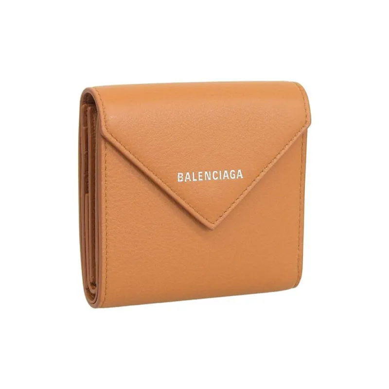 Balenciaga Leather Wallet Regular Women's Brown Yellow-1