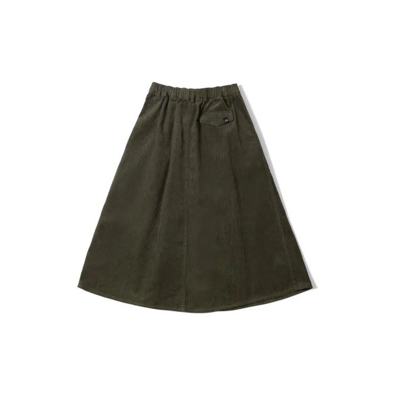 MOBI GARDEN A Line Skirt Solid Color Mid Rise Half Length Casual Long Skirt Women's-1