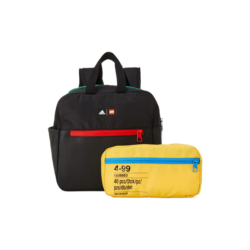 Adidas LEGO Building Block, Collaboration Polyester Backpack Men's Black & Yellow & Green & Red-1
