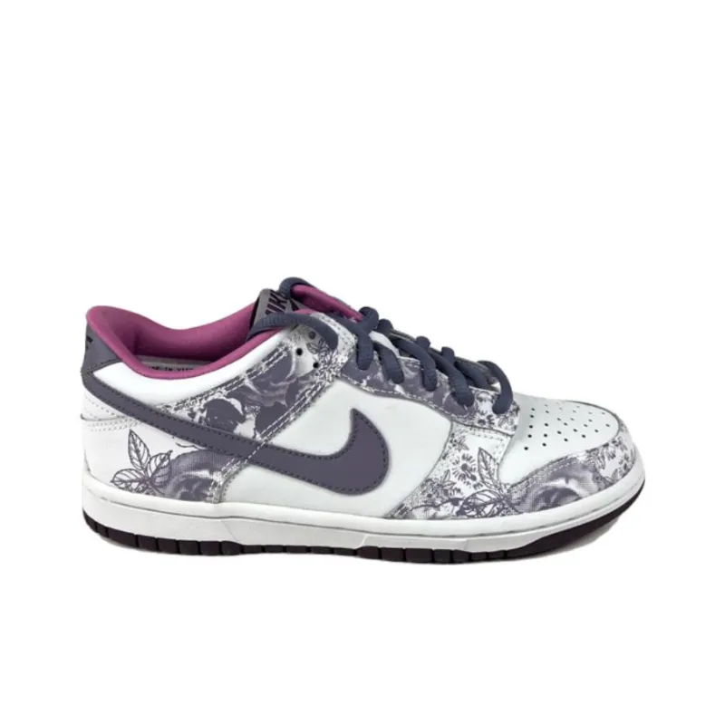 Nike Dunk Low Floral Slip-Resistant Low-Top Skateboard Shoes Women's Purple-1