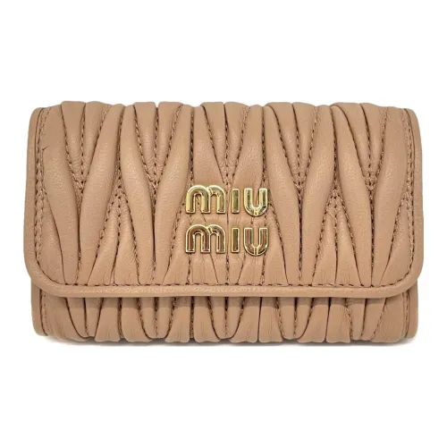 MIU MIU Lambskin Key Pouch Women's Beige Brown