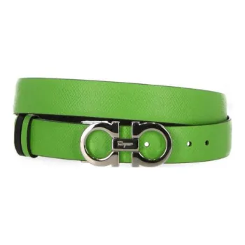 FERRAGAMO Solid Color Pattern Leather Belts Women's Green