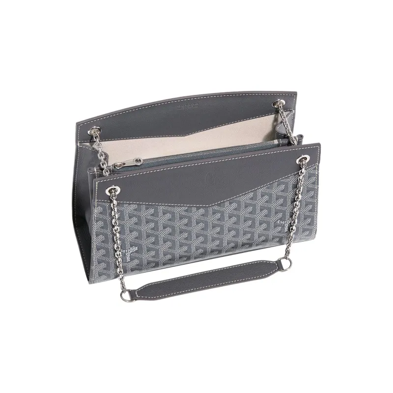 GOYARD Rouette Canvas With Leather Totes Chain Bag Shoulder Bag Women's Gray-3