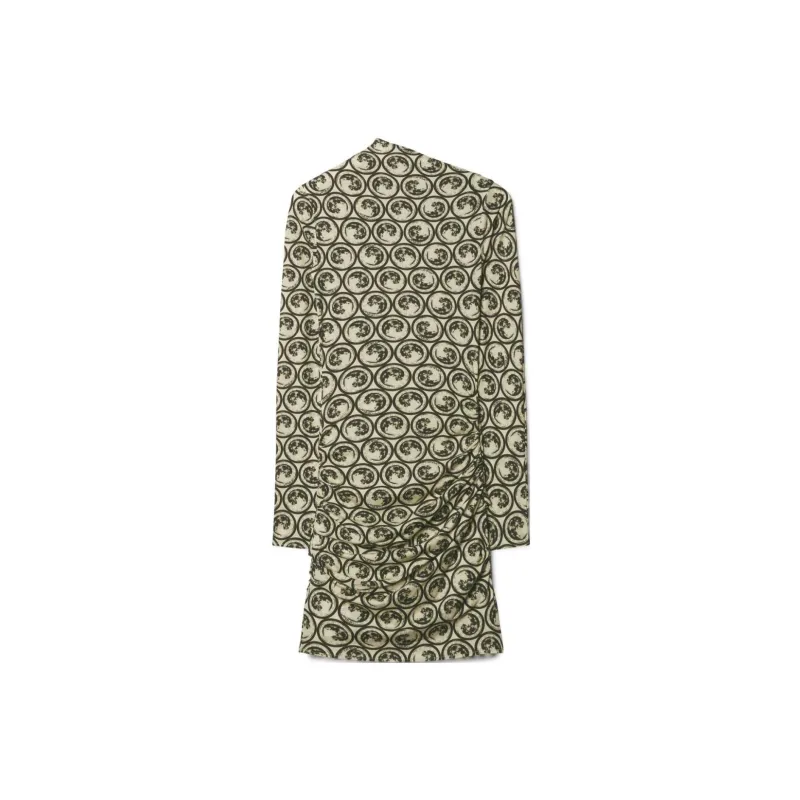 OFF-WHITE Moon-print Gathered Asymmetric Dress-1