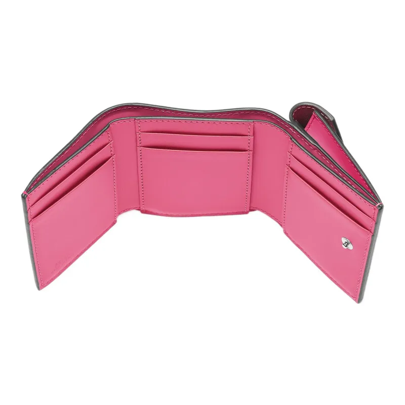 FENDI FF Diamonds Series Calfskin Money Clip Card Holder Wallet Medium Size Women's Fuchsia/Dark Pink-3