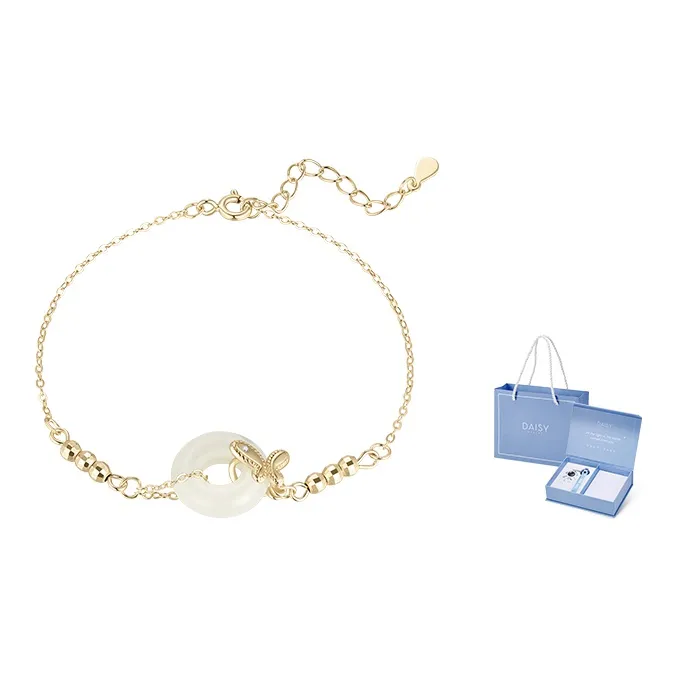 DAISY BEAUTY Hetian Jade Hetian Jade Bracelets Women's Pale Greenish White Jade-2