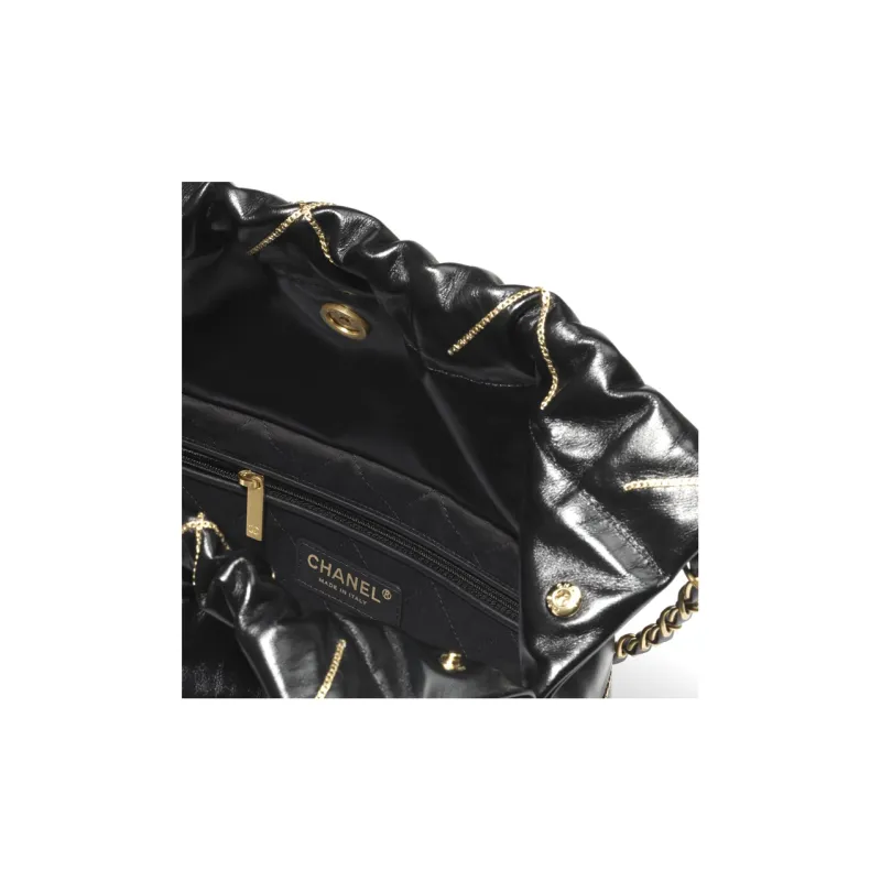 CHANEL 22Bag Bright Calfskin Bucket Bag, Shoulder Bag, Crossbody Bag Women's Black-2