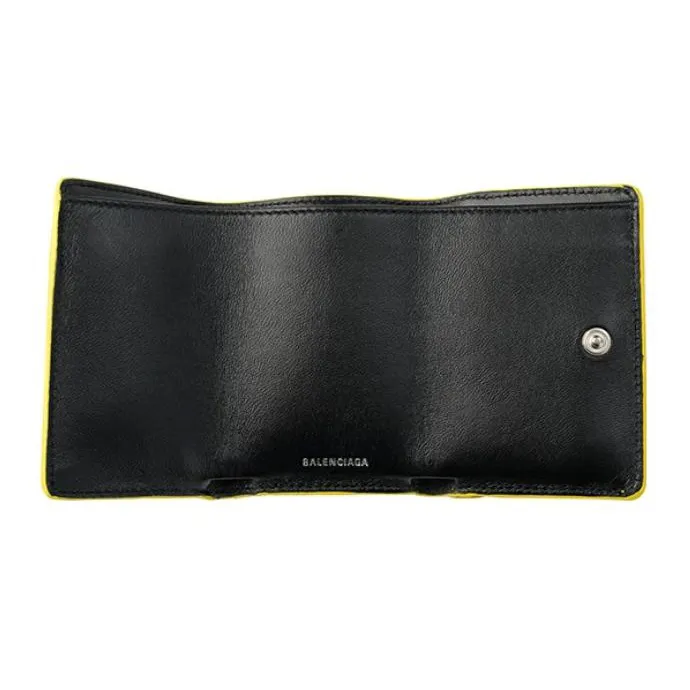 Balenciaga PAPIER Calfskin Wallet Mini Women's Yellow/Multicolor-3