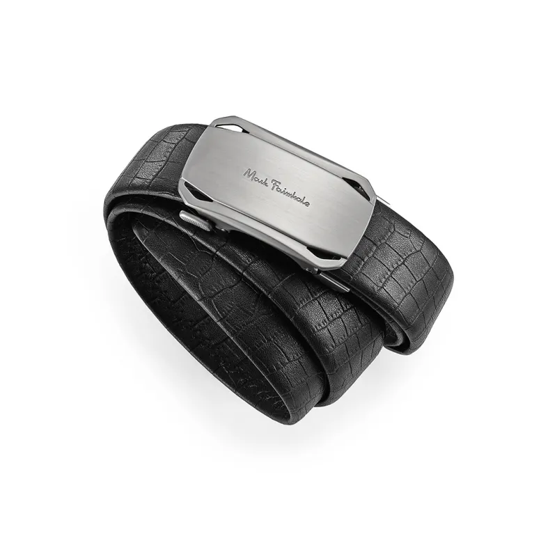 FAIRWHALE Crocodile Pattern, Automatic Buckle, Youthful Genuine Leather Belts Men's Width 3.5cm-1