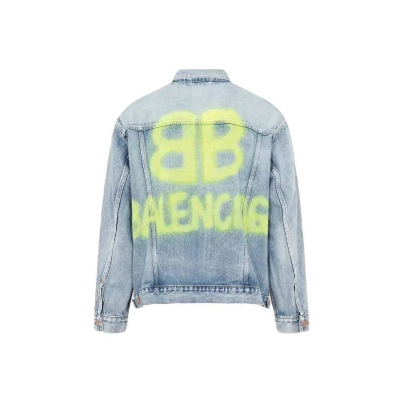 Balenciaga Large Fit Grafitti Backlogo Denim Jacket-2