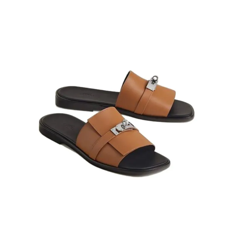 HERMES Gabriella Slide Slippers Men's Brown-1