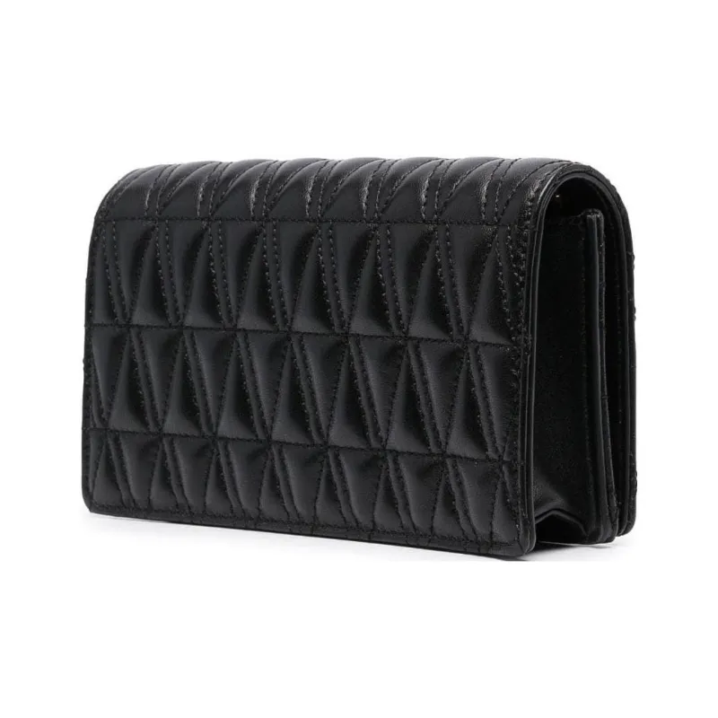VERSACE Virtus Sheepskin One Shoulder Crossbody Clutches Women's Black-4