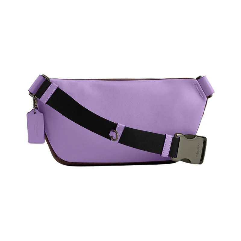 COACH Elias Canvas With Leather Shoulder Bag Crossbody Bag Sling Bag Fanny Pack Men's Purple-1