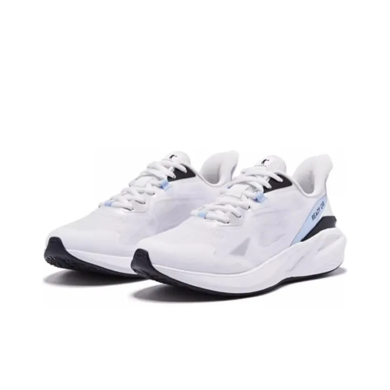 QIAODAN Slip Resistant Breathable Low Top Running Shoes Men's White-3