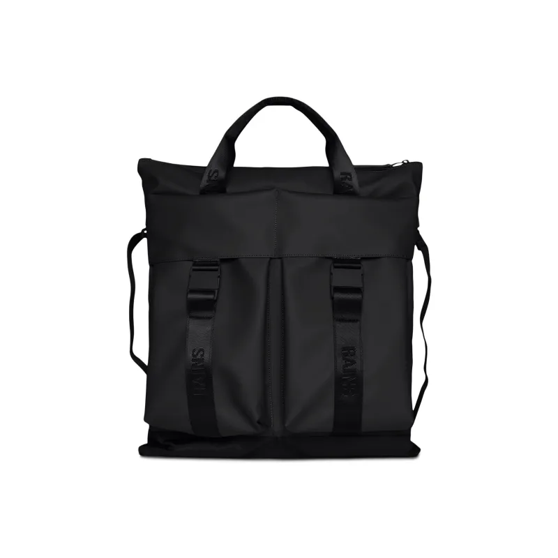 Rains Polyester Tote Bag Shopping Bag Handbag Large Size Unisex Black/Green-0