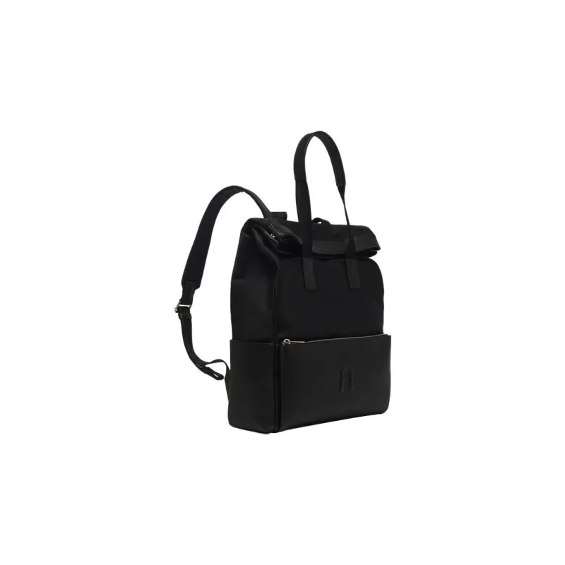 Furla Nylon With Calfskin Backpack Large Size Men's Black-1