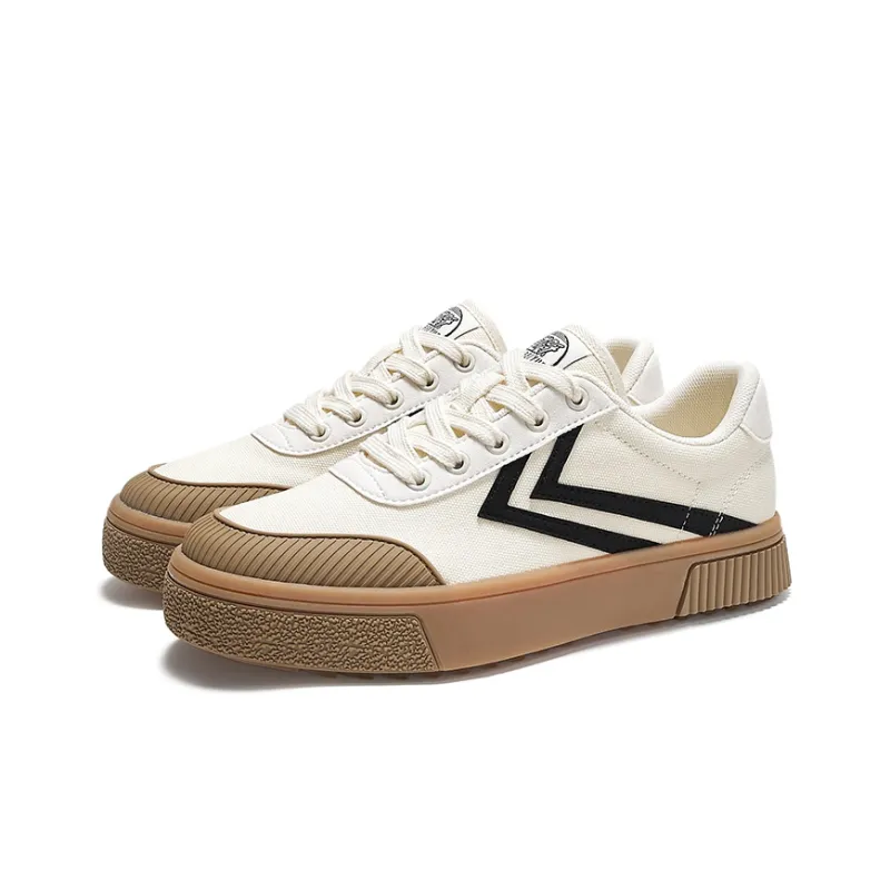 Feiyue Small White Shoes Abrasion-Resistant Slip-Resistant Low-Top Skateboard Shoes Women's Beige Black-2