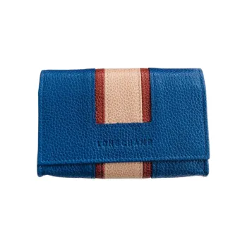 LONGCHAMP Leather Wallet Small Size Unisex Blue