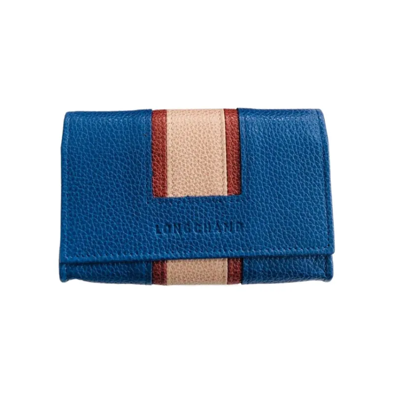 LONGCHAMP Leather Wallet Small Size Unisex Blue-0