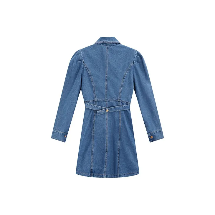 Garbege Long Sleeved Dresses Women's Blue-1