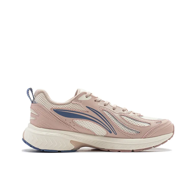 LiNing Feather V2 Cushioned Slip Resistant Abrasion Resistant Low Top Running Shoes Women's Tea Orange Pink-1