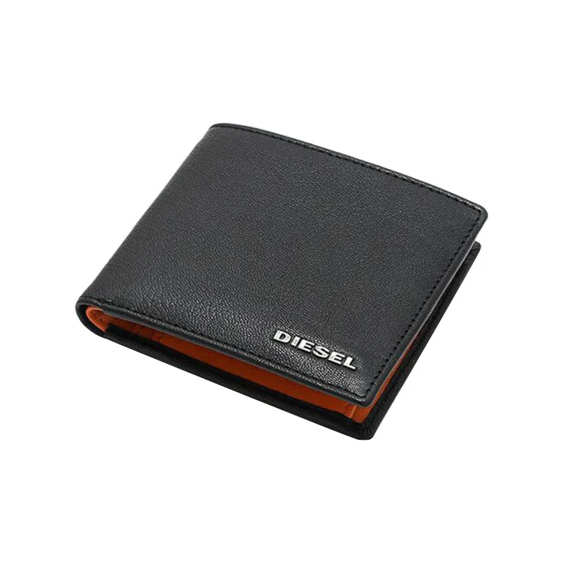 DIESEL Goatskin Wallet Regular Men's Black/Orange-1