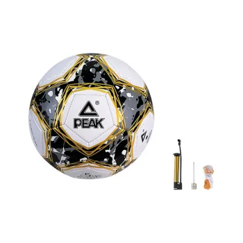 PEAK Size 5 Soccer PVC Machine Stitched Soccer Ball Unisex Black Gold