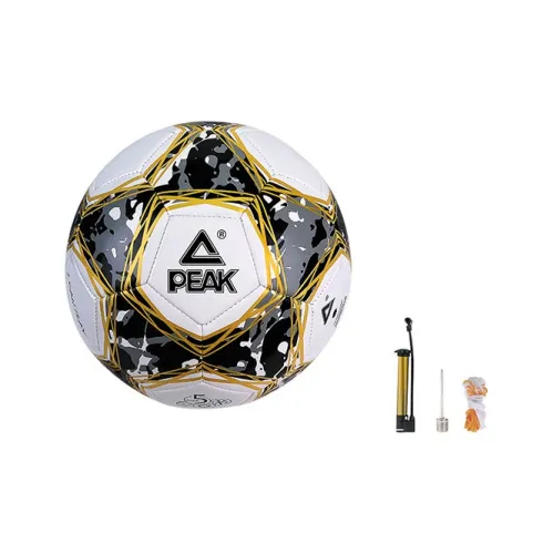 PEAK Size 5 Soccer PVC Machine Stitched Soccer Ball Unisex Black Gold