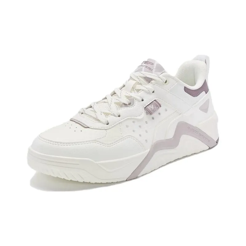 XTEP Sky Ridge 3.0 Non slip Breathable And Wear resistant Low Top Skateboard Shoes Women's Sail White Wisteria Purple-1