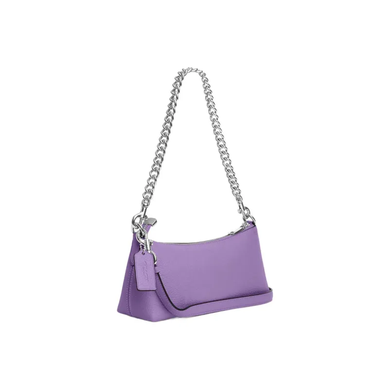 COACH Pebbled Leather Shoulder Bag, Handbag, Shoulder Bag Women's Purple-1