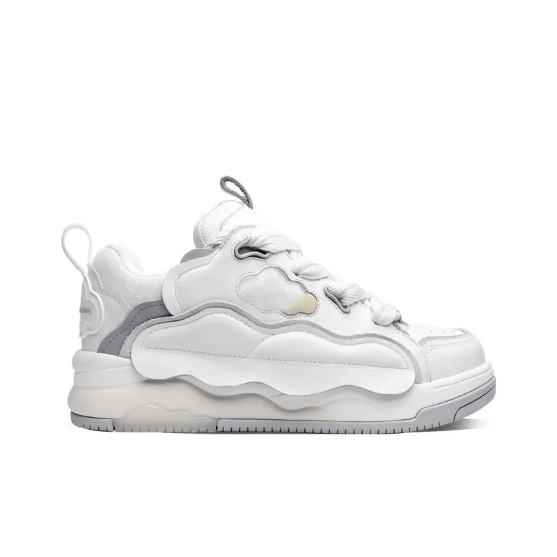 UNNAMED FORCES Cloud Puffy Shoes Low Top Skateboard Shoes Unisex White-1