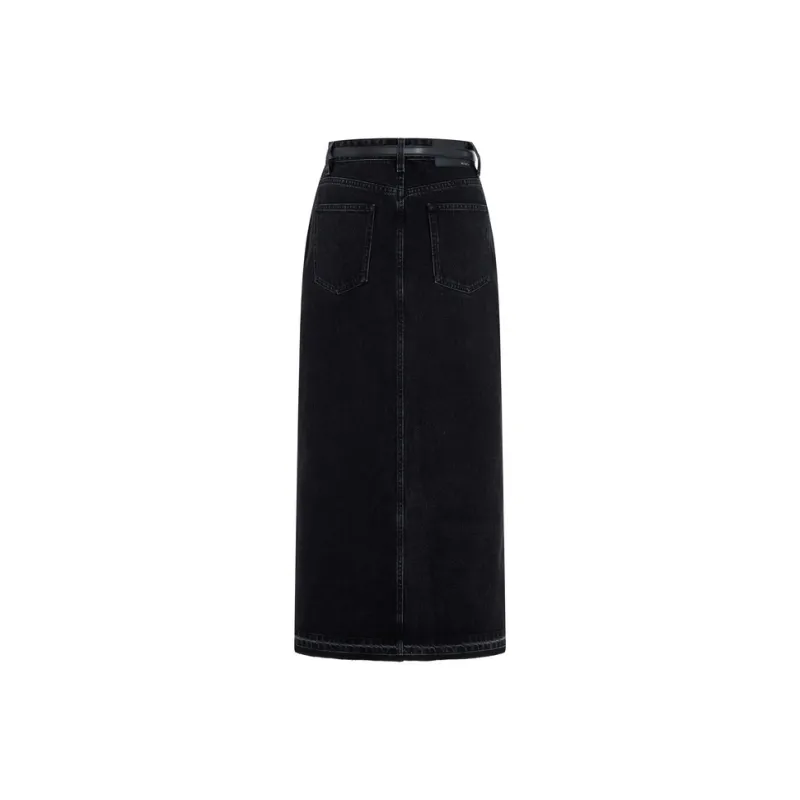MO&CO Denim Long Skirts Women's Denim Black-1