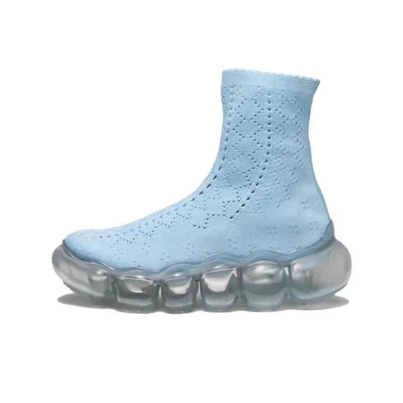 Grounds Jewelry Lace High-Top Casual Shoes Women's Blue Gray-0