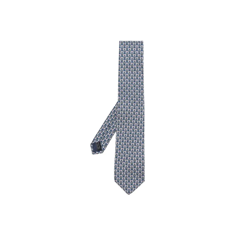 Ferragamo Gancini Printed Pointed Tip Tie-0