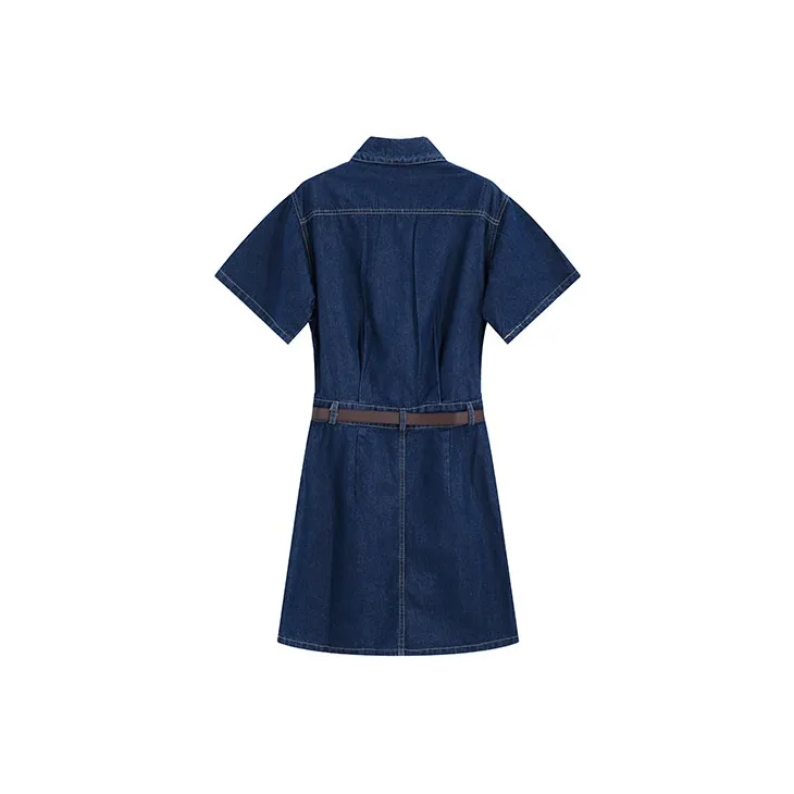 Garbege Short Sleeved Dresses Women's Dark Blue-1