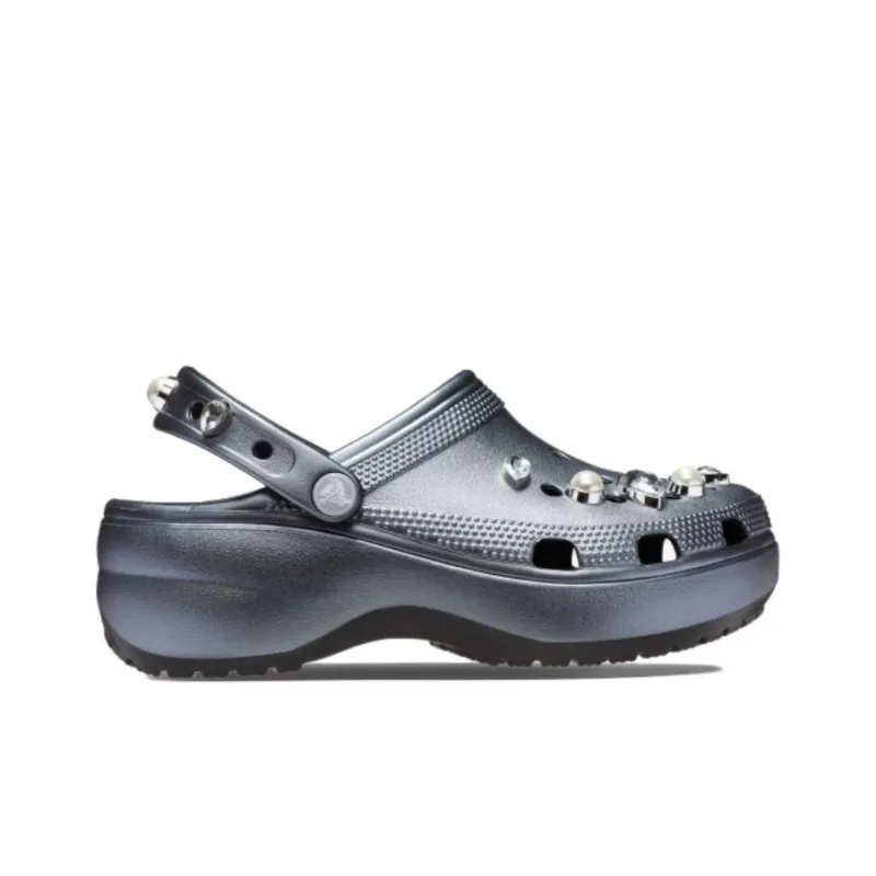 Crocs Classic Cloud Clogs Women's Silver Black-1