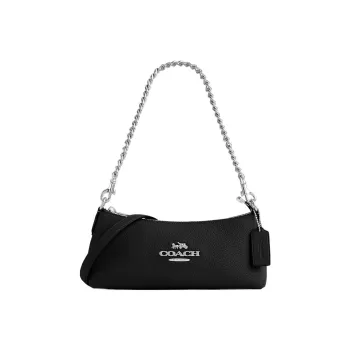 COACH Pebbled Leather Shoulder Bag Handbag Shoulder Bag Women's Black