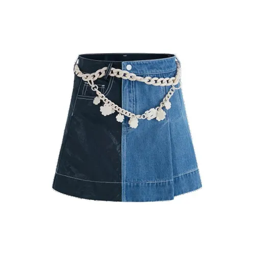 XIAOLI Denim Short Skirts Women's Denim Blue