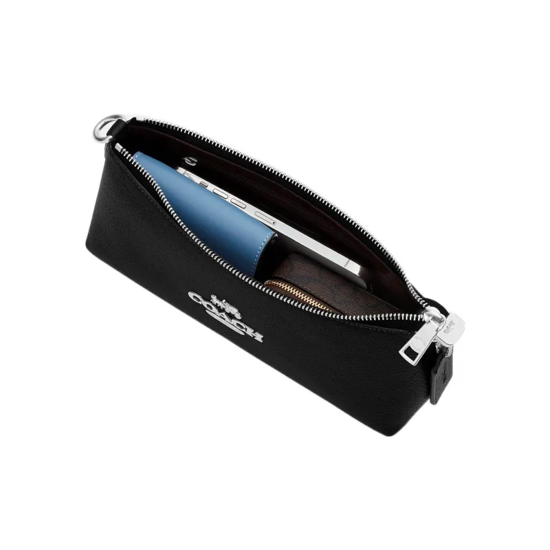 COACH Pebbled Leather Shoulder Bag Handbag Shoulder Bag Women's Black-2
