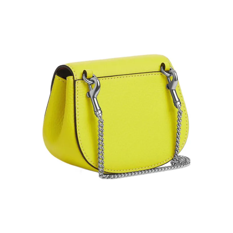 COACH Pebbled Leather Saddle Bag, Shoulder Bag, Crossbody Bag Mini Women's Lemon-1