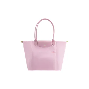 LONGCHAMP Le Pliage Green Cow Leather Trim Dumpling Bag Handbag, Shoulder Bag Large Size Women's Pink