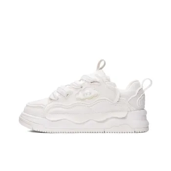 UNNAMED FORCES Cloud Puffy Shoes In White Canvas Breathable Height Increasing Low Top Skateboard Shoes Unisex Ecru