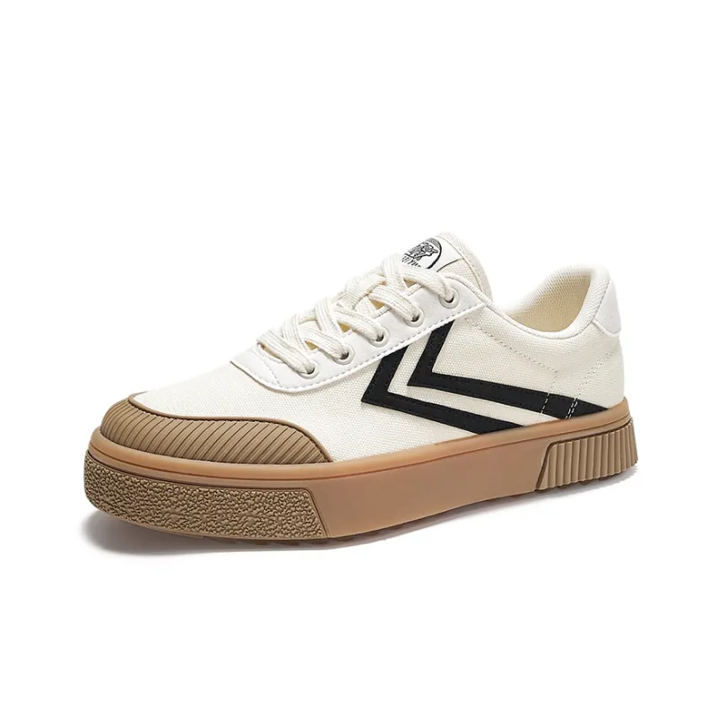 Feiyue Small White Shoes Abrasion-Resistant Slip-Resistant Low-Top Skateboard Shoes Women's Beige Black-1