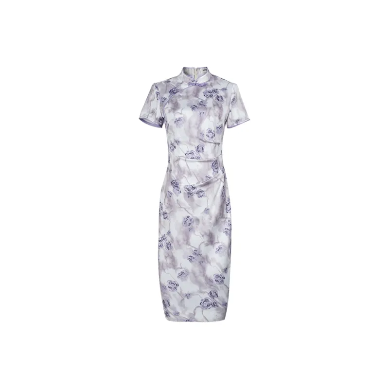 MISSSHINE Short Sleeved Dresses Women's Taro Purple-1