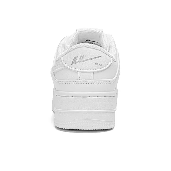 Warrior Abrasion Resistant Lightweight Height Increasing Low Top Skateboard Shoes Unisex White-3
