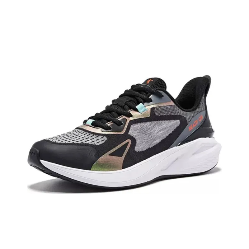 QIAODAN Breathable Low Top Running Shoes Men's Black Blue-1