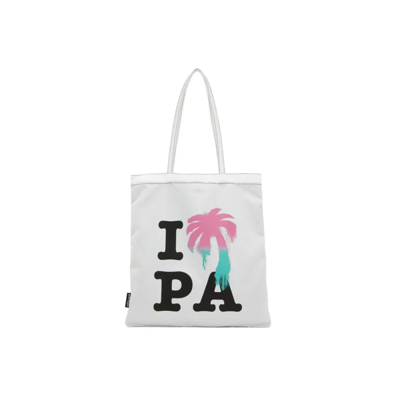 PALM ANGELS Cotton Tote Bag, Shopping Bag, Shoulder Bag, Handbag Men's White-1