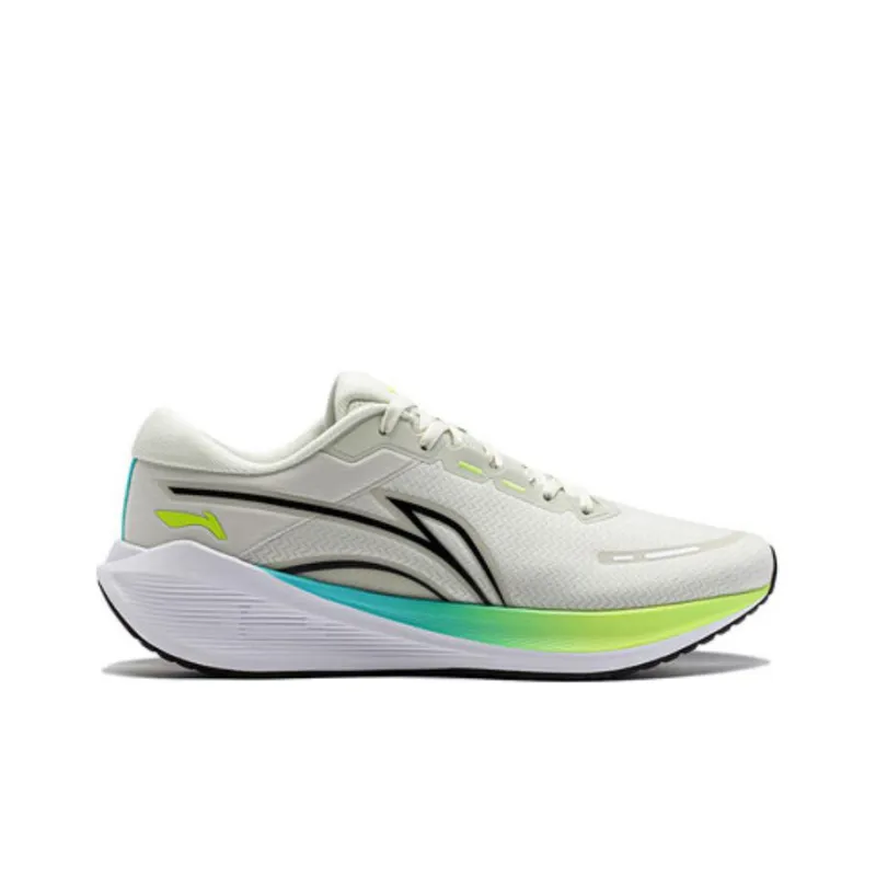 LiNing Wave V2 Cushioning, Slip Resistant, And Abrasion Resistant Low Top Casual Running Shoes Men's White Green-1